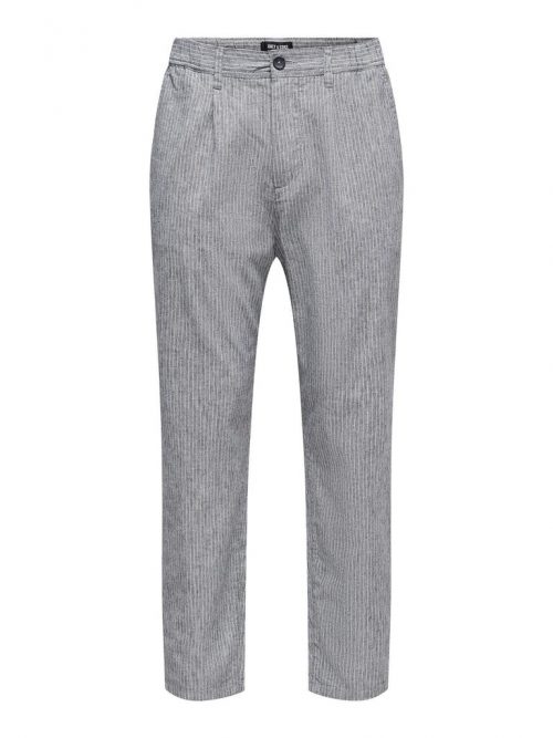 Pantalone a Righe in Misto Lino Only & Sons Uomo