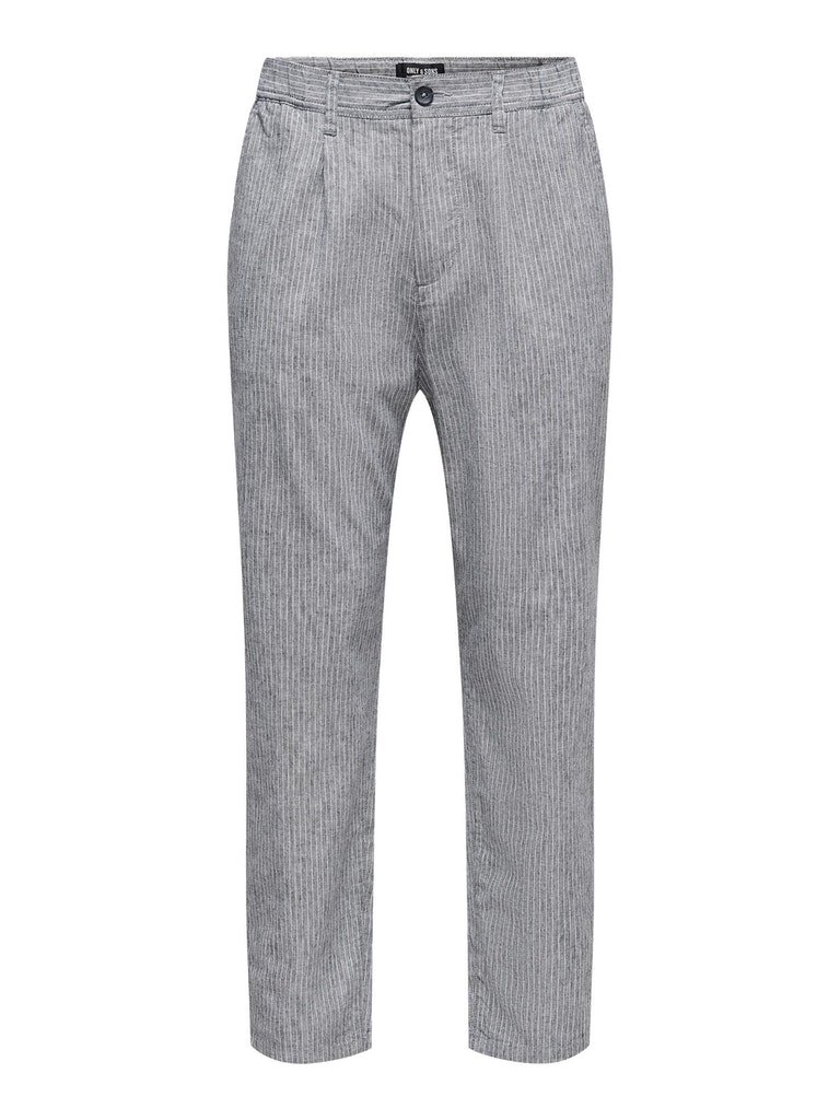 Pantalone a Righe in Misto Lino Only & Sons Uomo